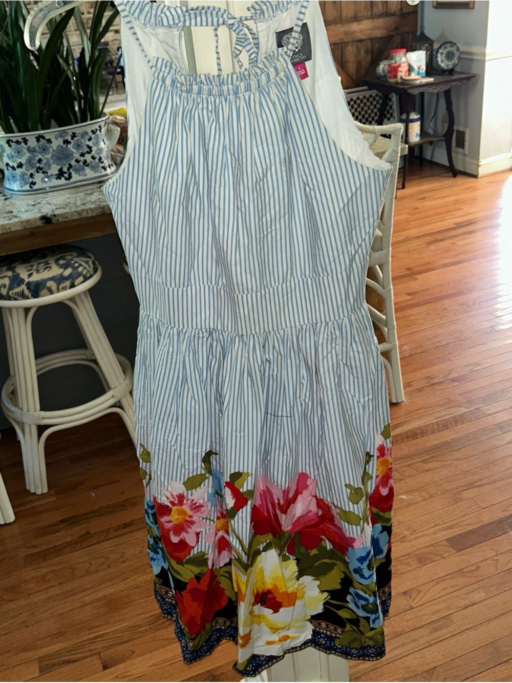 Vince Camuto Blue and White Striped Sundress